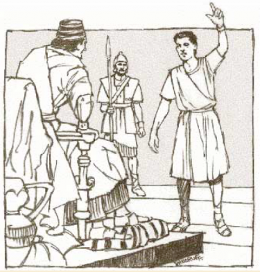 Man on throne with guard looking at another man - Profiles of Faith: Daniel - Go
