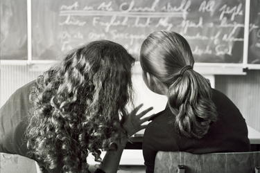 two girls talking