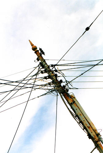 Telegraph pole and lines