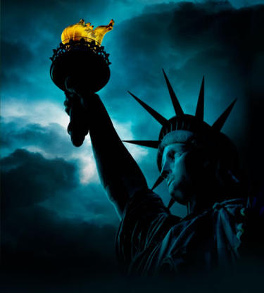 Statue of Liberty with dark sky