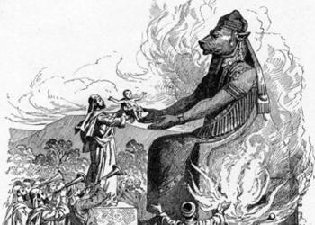 Offering child sacrifice to Molech - 1897 Bible Pictures and What They Teach Us: