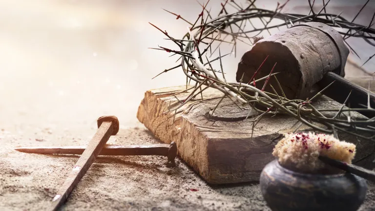 A series of sacrifices led up to this point, the whole of what Jesus submitted to being truly mind-boggling in scope. A photographers illustration of items used in a crucifixion.