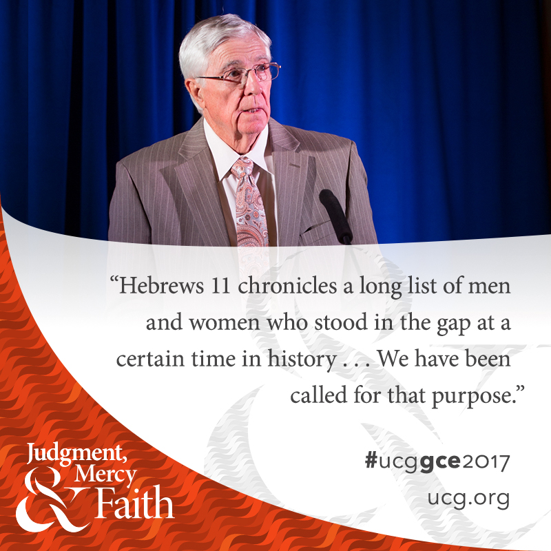 Chairman Don Ward presents at the 2017 meeting of the General Conference of Elders.