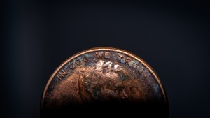 The front of a penny.