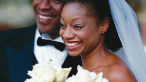 A couple on their wedding day.