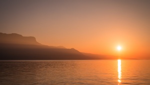 A sunset over a body of water.