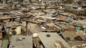 Roof tops of a shanty town.