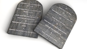 Stone tablets inscribed with the Ten Commandments.