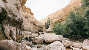 Large rock in the desert.