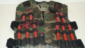 A vest with explosions attached to it.