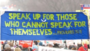 A banner at March of Life march.