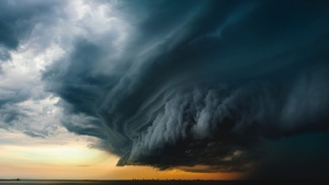 A photos of large dark storm clouds.