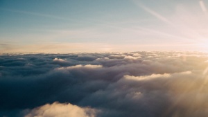 Sunrays coming through the clouds.