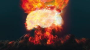 A mushroom cloud explosion.