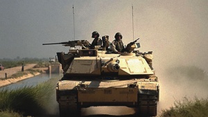 U.S. Army M1A1 battle tank in Iraq in 2004.