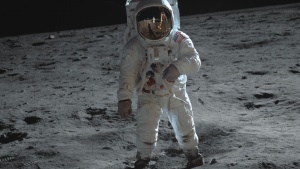 Walking on the moon.