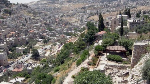 View of the Kidron Valley from the Old City of Jerusalem.