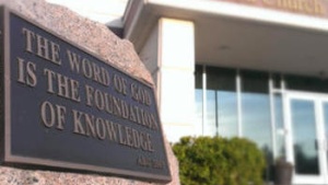 Plaque that reads: The Word of God Is the Foundation of Knowledge.