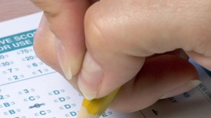 Filling in circles on a standardized test.