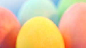 Upclose colored Easter eggs.
