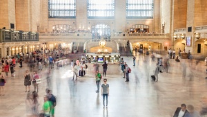 People inside a train station.