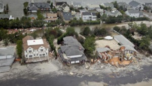 Aerial image of the damage by Hurricane Sandy.
