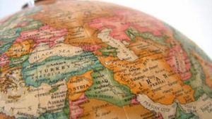 The Middle East on a globe.