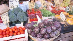 market baskets of vegetables