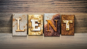 A block letter sign that spells out the word "Lent".