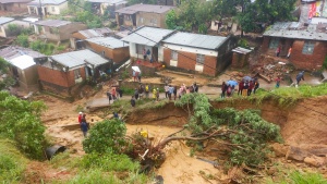 Damaged homes in Blantyre, Malawi