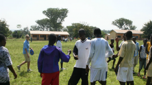 Children in Ghana playing frisbee