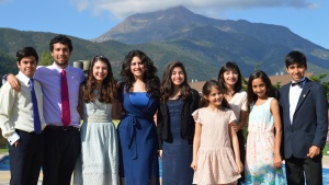 Some of the youth in Chile with a scenic backdrop. 