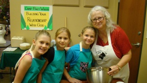 Campers and a staff member at Piney Woods. 