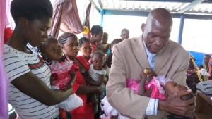 Blessing the children at the Feast in Lusaka, Zambia.