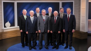 The Council of Elders, left to right: Len Martin, Jorge de Campos, Randy Stiver, Aaron Dean, Scott Ashley, John Miller, Dan Dowd, Darris McNeely. Not pictured: Bob Dick, John Elliott, Mario Seiglie and Anthony Wasilkoff