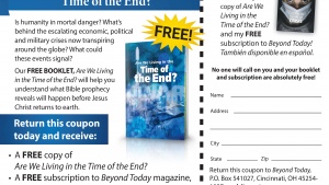 This is a graphic of the newspaper advertisement for "Are We Living in the Time of the End?"