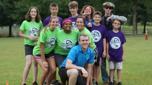 A photo of camp and staff posing. 