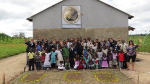 The congregation and new building at Mufumbwe, Zambia.