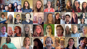 Screenshot of the virtual choir singing "How Good and How Pleasant."
