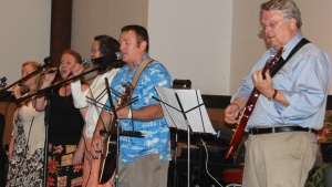 Musicians playing at the Pentecost weekend. 