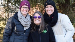 Whitney Creech, Barbara Welch and Courtney Horvath on staff at Winter Camp (photo by Jennifer Phelps).