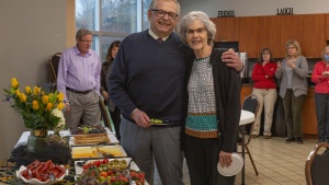 Vic and Bev Kubik at a reception honoring their 40th wedding anniversary.