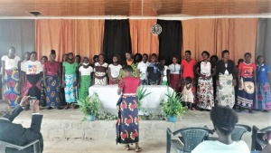 Combined women’s choir singing special music at the new Madzimawe hall for Spring Holy Day Services.