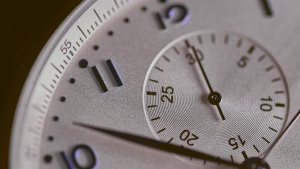 Closeup of a watch face.