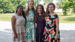 Elizabeth (far left) with other staff at Camp Cotubic in summer 2018. 