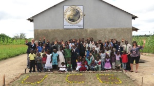 Mufumbwe, Zambia congregation in front of new building. 