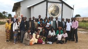 The Solwezi congregation in front of the newly completed church building.