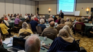 Tim Pebworth leads a discussion during the ministerial conference about how to engage and build relationships with young adults.