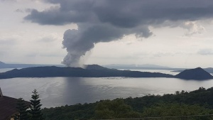Photo of Taal Volcano erupting.