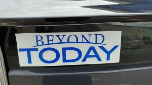 Beyond Today window cling.